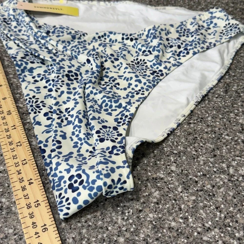 Summersalt Blue White Floral Bikini Bottom‎ Swimwear Size 12 New With Tags Beach